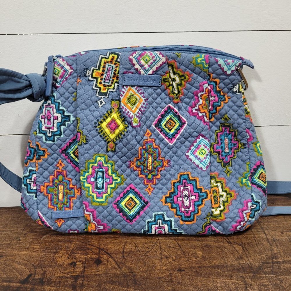 EUC Vera Bradley Blue/Grey Hadley Crossbody Bag Quilted Women's Purse